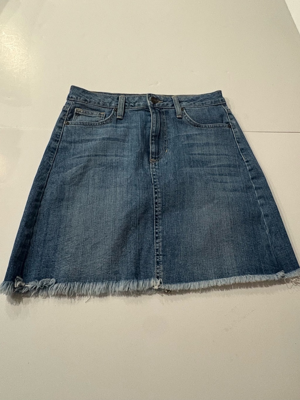 Just  Black Denim Classic Blue Denim mini skirt with frayed hem size small